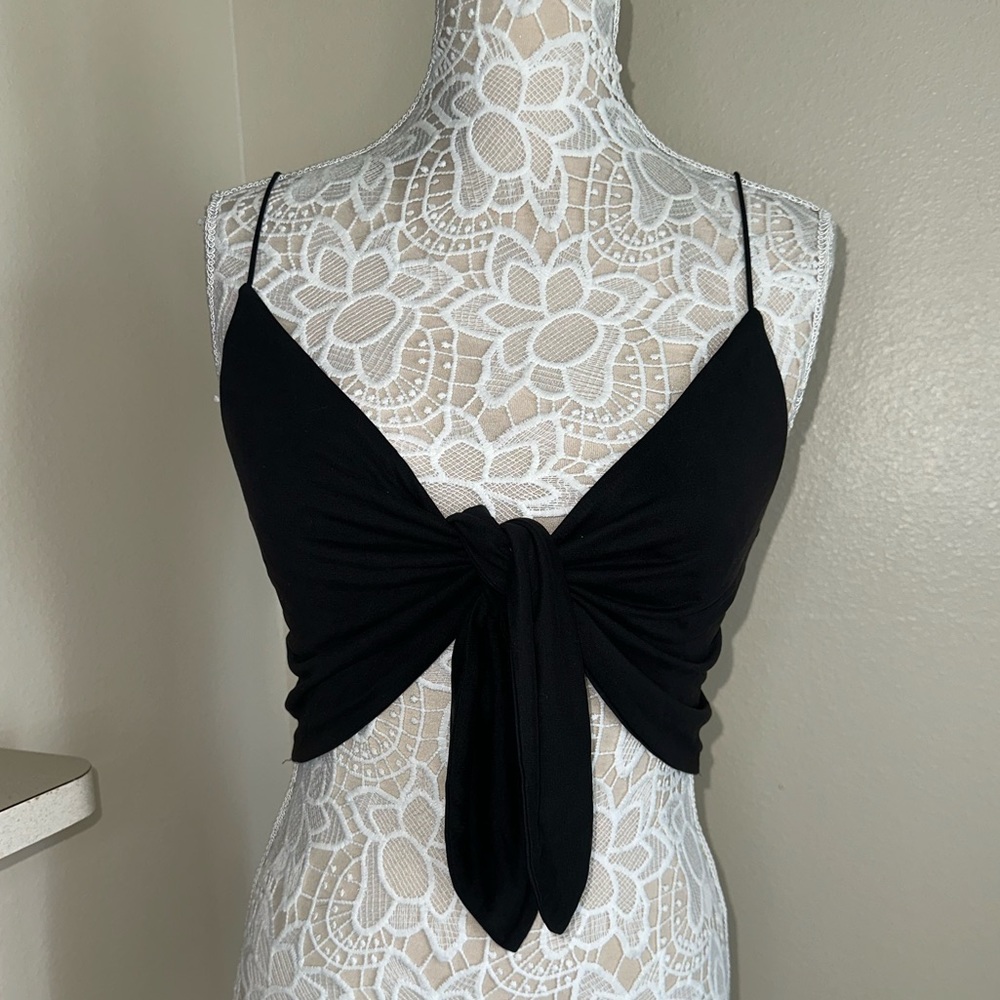 NWOT large Bear Dance front tie crop top.